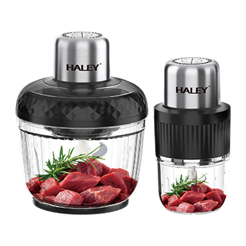 Tocător Electric HALEY 800W, 2 Viteze, 2 Recipiente ABS – 3L cu 4 Lame și 0.5L cu 6 Lame Inox, Tocare Rapidă și Eficientă